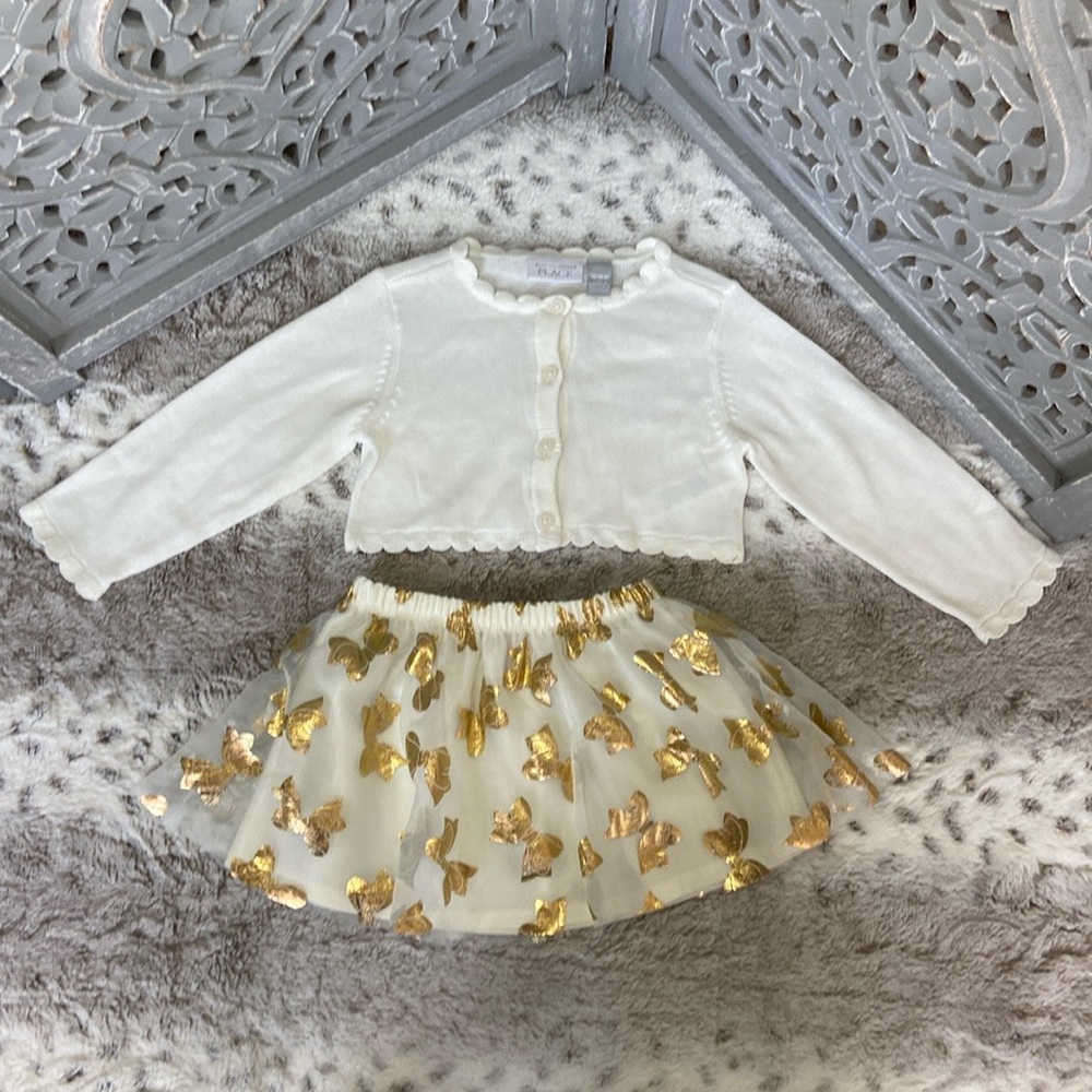 Children’s Place cardigan skirt set baby girls 18 months formal holiday party